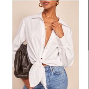 Reformation Button Down with Tie Waist